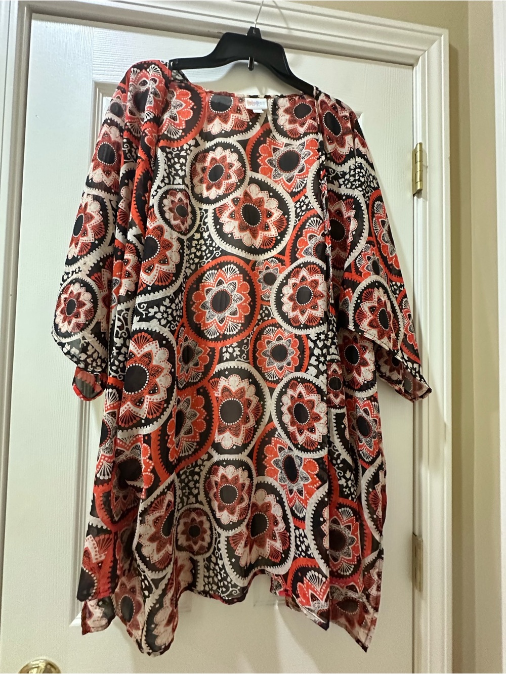LuLaRoe Coral and Black Asymmetrical Tunic Dress